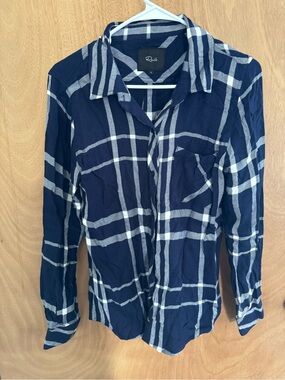 Rails Navy and White Plaid Button-Front Shirt